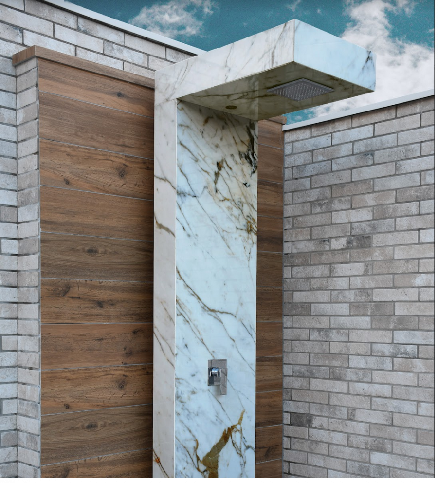 outdoor shower stone marbel